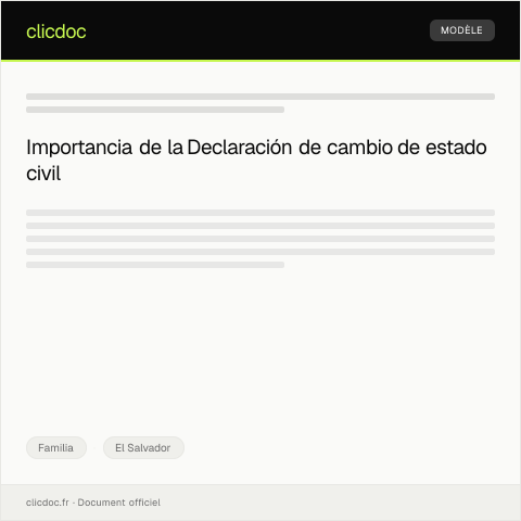 Vista previa del documento Declaración de cambio de estado civil ante Registro Nacional de las Personas — Familia, El Salvador