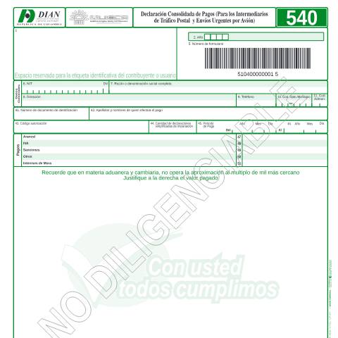 Vista previa del documento Declaración consolidada de pagos — Año 2004, Colombia (CERFA n°F540-2004)