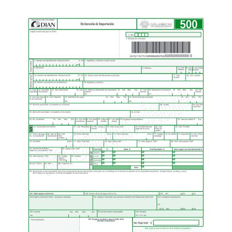 Vista previa del documento Declaración de importación año 2005 — Año 2005, Colombia (CERFA n°F500-2005)