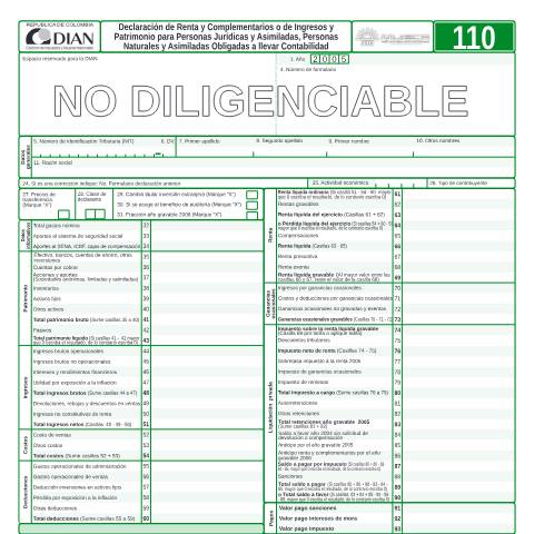 Vista previa del documento Declaración de renta y complementarios o de ingresos y patrimonio para personas jurídicas y asimiladas, personas naturales y asimiladas obligadas a llevar contabilidad — Año 2006, Colombia (CERFA n°F110-2006)