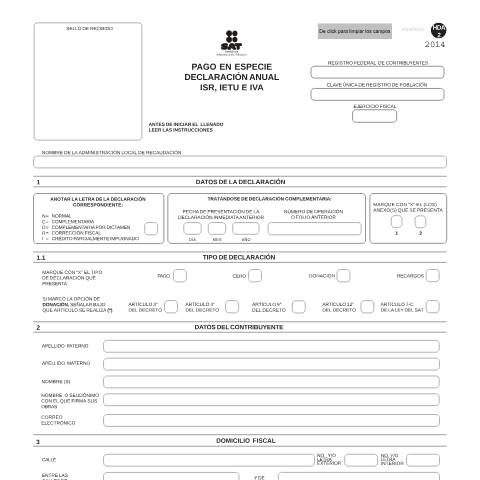 Vista previa del documento Pago en especie Declaración anual ISR, IETU e IVA. — Ley del Impuesto Sobre la Renta (ISR), México