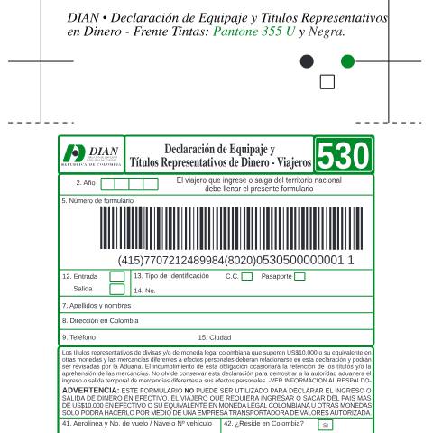 Vista previa del documento Declaración de equipaje y titulos representativos en dinero — Año 2004, Colombia (CERFA n°F530-2004)