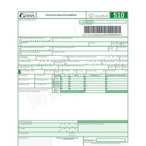Vista previa del documento Declaración de importación simplificada 2005 — Año 2005, Colombia (CERFA n°F510-2005)