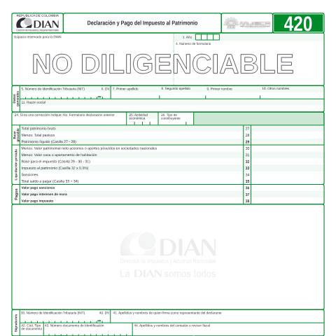 Vista previa del documento Declaración y pago del impuesto al patrimonio — Año 2006, Colombia (CERFA n°F420-2006)