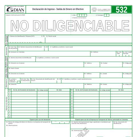 Vista previa del documento Declaración de ingreso - salida de dinero en efectivo — Año 2006, Colombia (CERFA n°F532-2006)