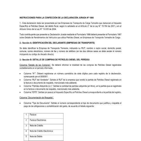 Vista previa del documento Declaración
                                    Jurada Anual sobre compras de petróleo diésel, afectas al Impuesto
                                    Específico establecido en la Ley N° 18.502, de 1986, el que puede ser
                                    deducido del débito fiscal, de acuerdo a la Ley N° 19.764 de 2001 — Otros, Chile (CERFA n°1986)