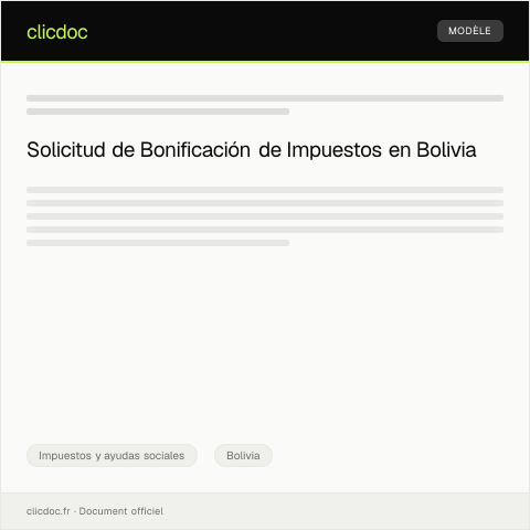 Vista previa del documento Declaración Jurada para Solicitud de Bonificación de Impuestos — Impuestos y ayudas sociales, Bolivia