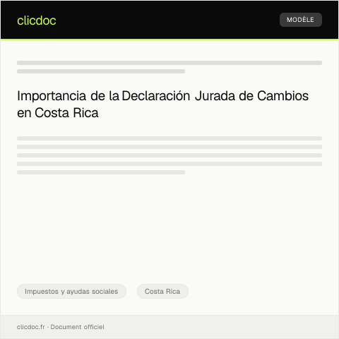 Vista previa del documento Declaración jurada de cambios en la situación civil ante el Registro Civil — Impuestos y ayudas sociales, Costa Rica