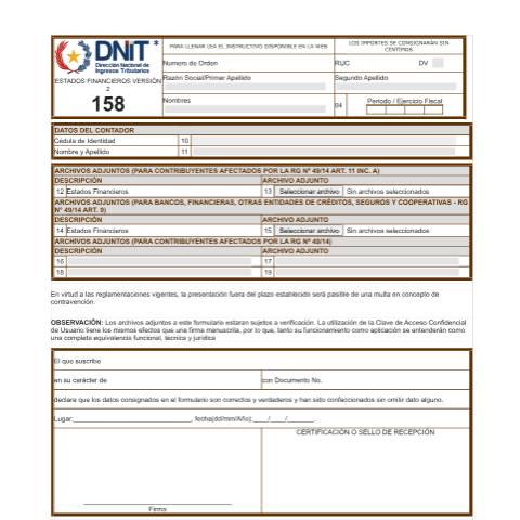 Vista previa del documento DJ 158 — Declaraciones Juradas, Paraguay