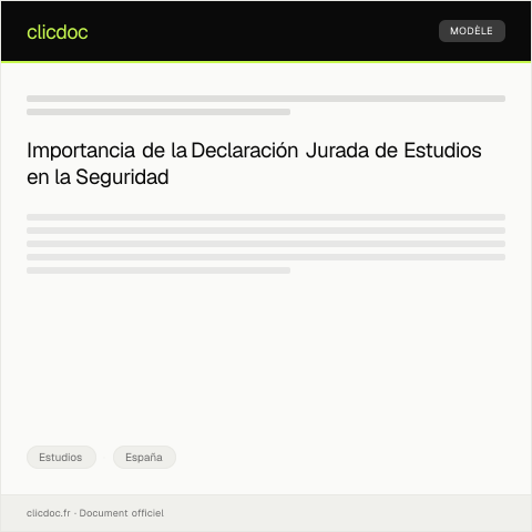 Vista previa del documento Declaración jurada de estudios para la Seguridad Social — Estudios, España