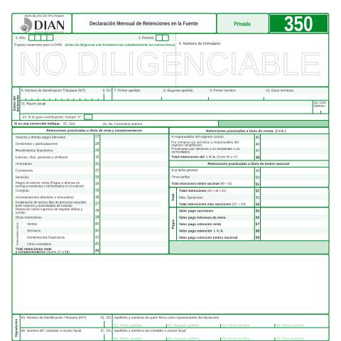 Vista previa del documento Declaración Mensual de Retenciones en la Fuente — Año 2008, Colombia (CERFA n°F350-2008)