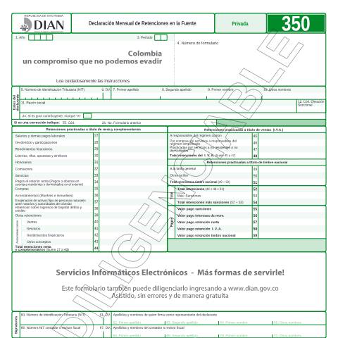 Vista previa del documento Declaración Mensual de Retenciones en la Fuente — Año 2013, Colombia (CERFA n°F350-2013)