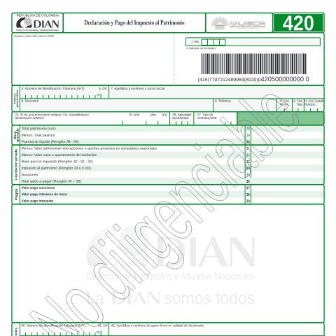 Vista previa del documento Declaración y pago del impuesto al patrimonio año 2005 — Año 2005, Colombia (CERFA n°F420-2005)
