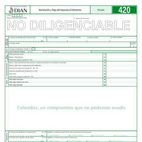 Vista previa del documento Declaración y pago del impuesto al patrimonio — Año 2007, Colombia (CERFA n°F420-2007)