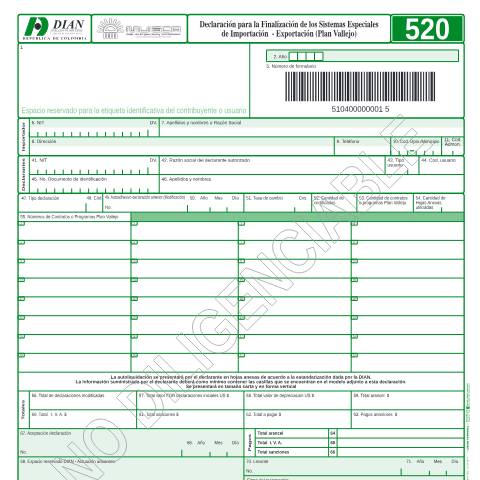 Vista previa del documento Declaración plan vallejo — Año 2004, Colombia (CERFA n°F520-2004)