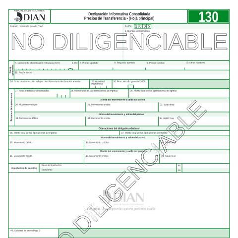 Vista previa del documento Declaración informativa consolidada precios de transferencia — Año 2006, Colombia (CERFA n°F130-2006)