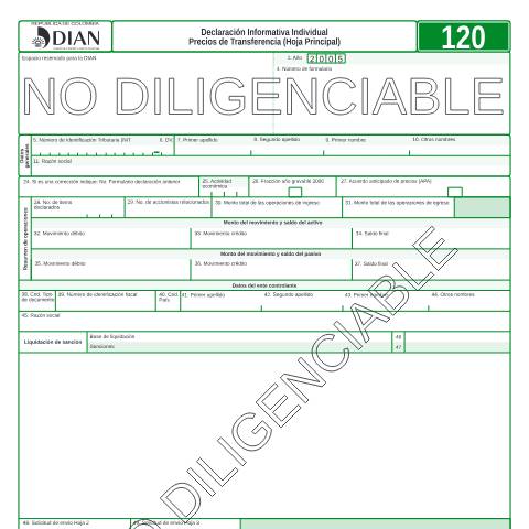 Vista previa del documento Declaración informativa individual precios de transferencia — Año 2006, Colombia (CERFA n°F120-2006)