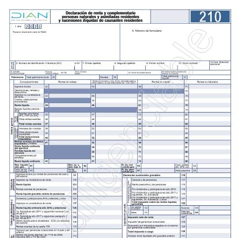 Vista previa del documento Declaración de renta y complementario personas naturales y asimiladas de residentes y sucesiones ilíquidas de causantes residentes – Resolución 000022 de marzo 5 de 2021 — Año 2021, Colombia (CERFA n°F210-2021)