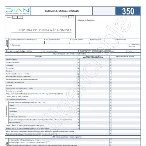Vista previa del documento Declaración de Retenciones en la Fuente – Resolución 000009 de febrero 5 de 2021 — Año 2021, Colombia (CERFA n°F350-2021)