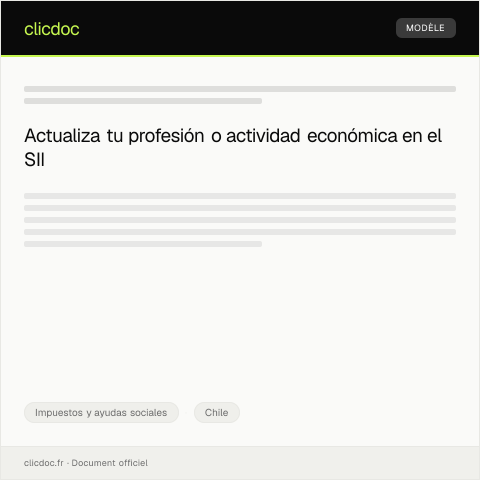 Vista previa del documento Declarar cambio de profesión o actividad económica ante el SII — Impuestos y ayudas sociales, Chile