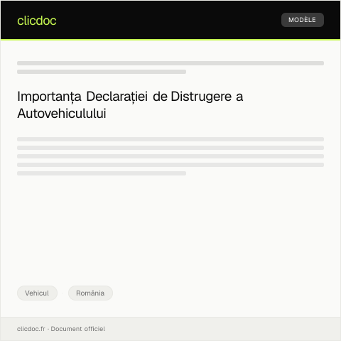 Document preview: Declarare de distrugere autovehicul — Vehicul, România