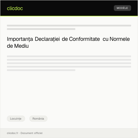 Document preview: Declarație privind conformitatea cu normele de mediu pentru construcții — Locuințe, România