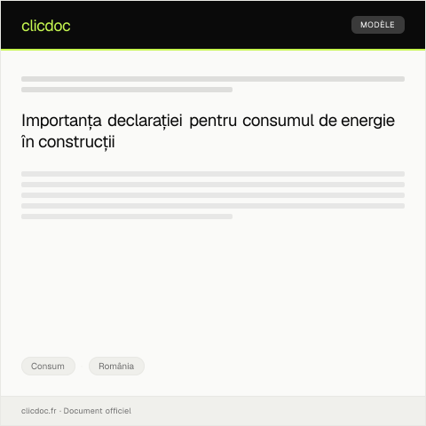 Document preview: Declarație pentru consumul de energie în domeniul construcțiilor — Consum, România