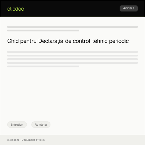 Document preview: Declarație de efectuare a controlului tehnic periodic — Entretien, România