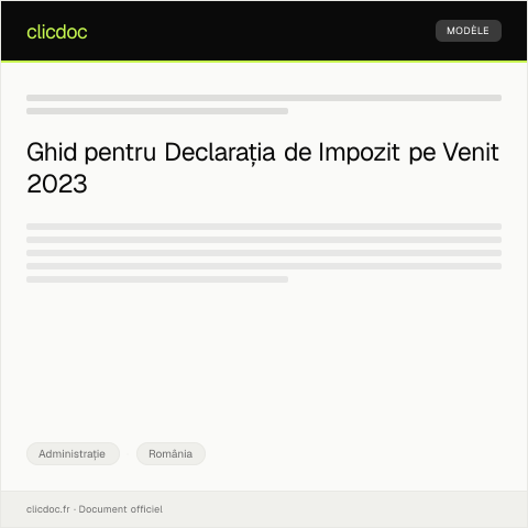 Document preview: Declarație pentru calculul impozitului pe venit pentru anul fiscal curent — Administrație, România