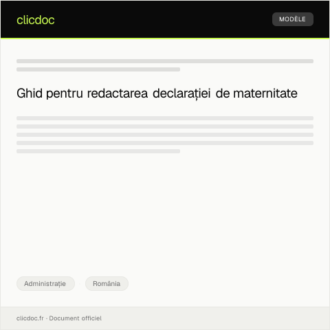Document preview: Declarație pentru acordarea indemnizației de maternitate conform Legii nr. 416/2001 — Administrație, România