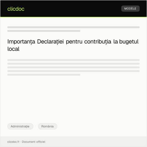 Document preview: Declarație pentru justificarea contribuției la bugetul local — Administrație, România