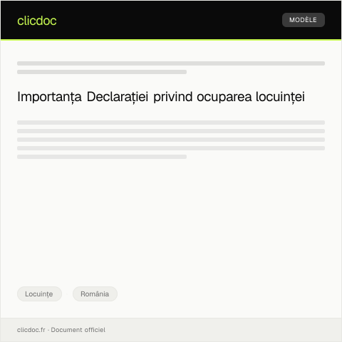 Document preview: Declarație privind ocuparea locuinței în condițiile legii — Locuințe, România