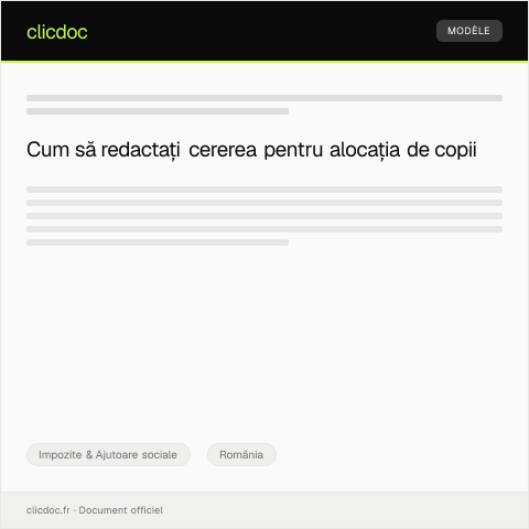 Document preview: Declarație pentru acordarea alocației pentru copii — Impozite & Ajutoare sociale, România