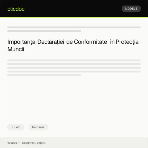 Document preview: Declarație pentru respectarea legislației în domeniul protecției muncii — Juridic, România