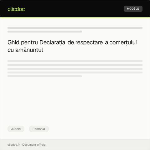 Document preview: Declarație privind respectarea legislației privind comerțul cu amănuntul — Juridic, România