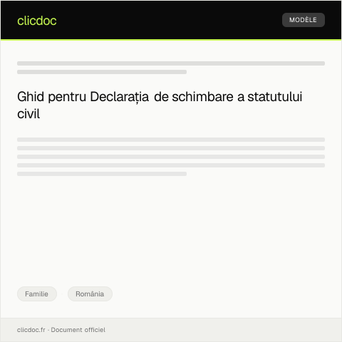 Document preview: Declarație de schimbare a statutului civil la primărie — Familie, România