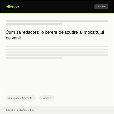 Document preview: Declarație pentru solicitarea scutirii de la plata impozitului pe venit — Alte modele frecvente, România