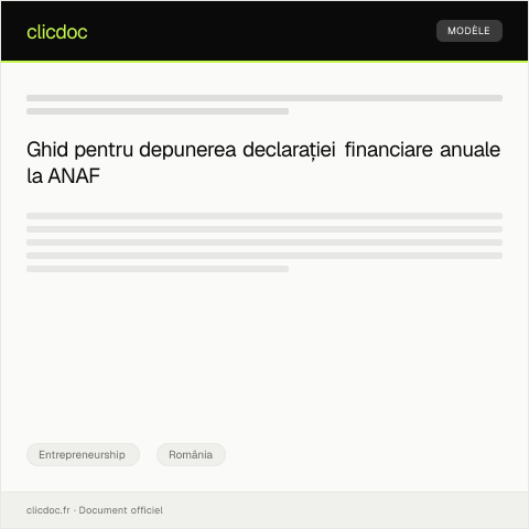 Document preview: Declarație pentru depunerea situațiilor financiare anuale — Entrepreneurship, România