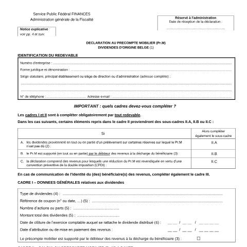 Aperçu du document Déclaration 273A-Div (PDF, 309.99 Ko) — Versions antérieures des formulaires de déclaration, Belgique (CERFA n°121-273a-div)