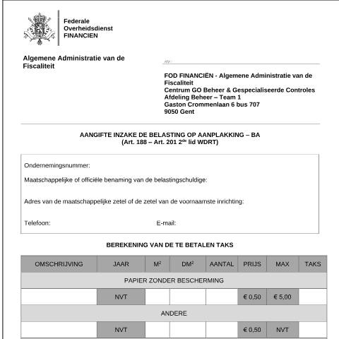 Aperçu du document papieren versie (PDF, 168.09 KB) — Hoe moet ik deze aangifte indienen?, Belgique (CERFA n°124-belasting-aanplakking)