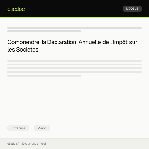 Aperçu du document Déclaration annuelle de l'impôt sur les sociétés — Entreprise, Maroc