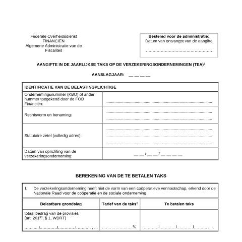 Aperçu du document papieren versie (PDF, 194.33 KB) — Hoe moet ik deze aangifte indienen?, Belgique (CERFA n°124-taks-verzekeringsondernemingen)