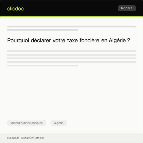Aperçu du document Déclaration annuelle de taxe foncière — Impôts & aides sociales, Algérie