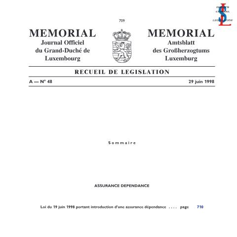 Aperçu du document Mémorial A - N° 48 du 29 juin 1998, page 710 — 2. La cotisation pour l'assurance-dépendance et le crédit d'impôt pour salarié (CIS):, Luxembourg (CERFA n°eli-etat-leg-memorial-1998-48-fr-pdf)