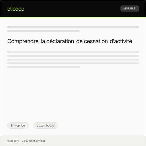 Aperçu du document Déclaration de cessation d’activité — Entreprise, Luxembourg