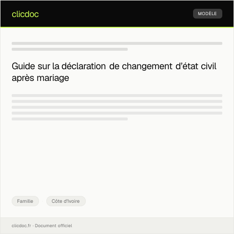 Aperçu du document Déclaration de changement d’état civil suite à mariage — Famille, Côte d'Ivoire
