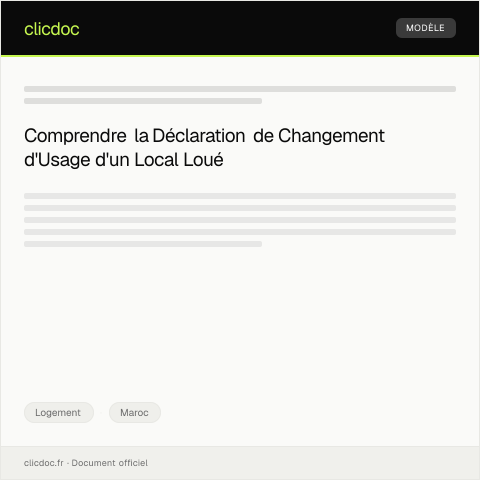 Aperçu du document Déclaration de changement d’usage d’un local loué — Logement, Maroc
