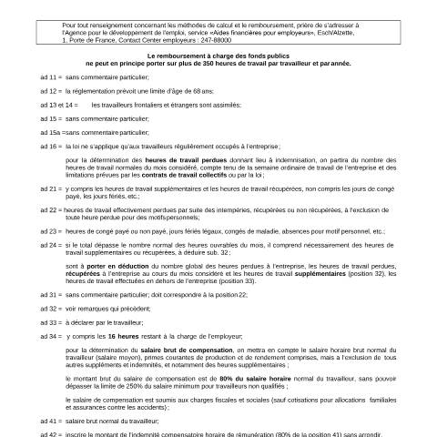 Aperçu du document Chômage involontaire dû aux intempéries - déclaration de créance — Chomage, Luxembourg (CERFA n°cond_explic)