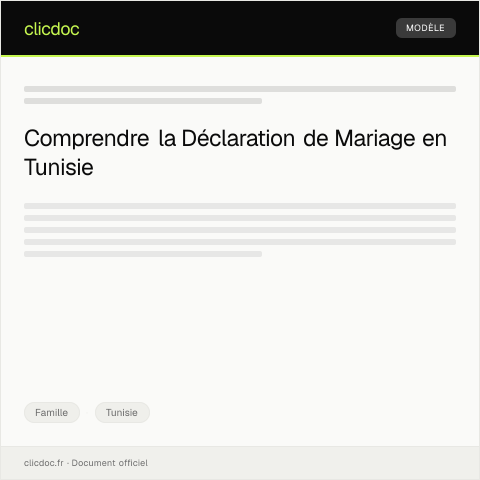 Aperçu du document Déclaration de mariage auprès du Service d’état civil — Famille, Tunisie