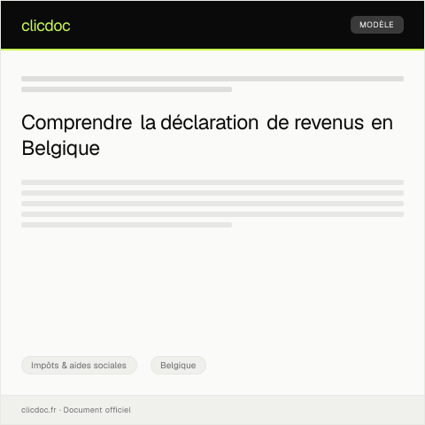 Aperçu du document Déclaration de revenus pour l’année fiscale en cours — Impôts & aides sociales, Belgique